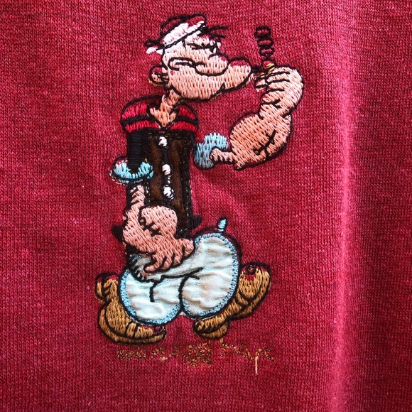 Vintage Embroidered Popeye Adult Small Crew Neck - Picture 3 of 7